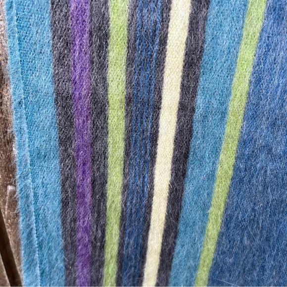 Shupaca Blue Bird Alpaca Blend Striped Fringed Scarf NWOT - Picture 8 of 15